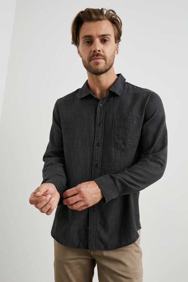 Rails Wyatt Black Chambray Long Sleeve Shirt