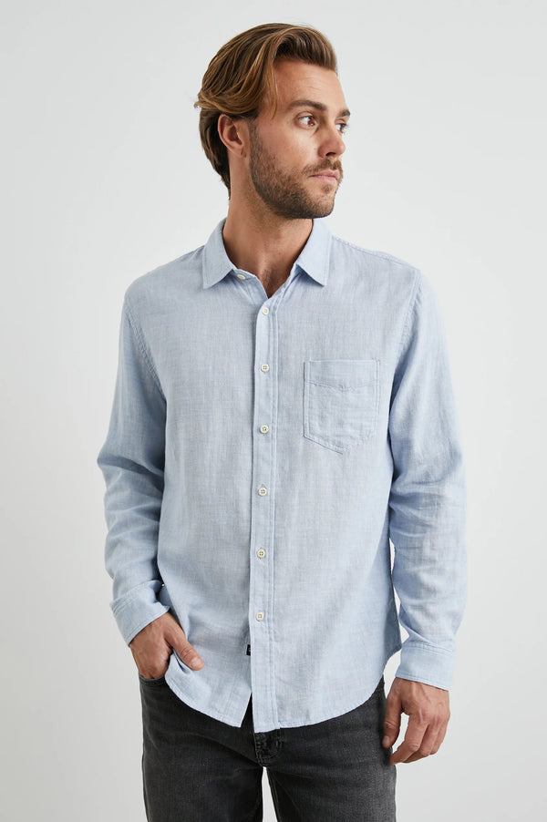 Rails Wyatt Blue Melange Long Sleeve Shirt