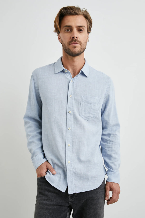 Rails Wyatt Blue Melange Long Sleeve Shirt