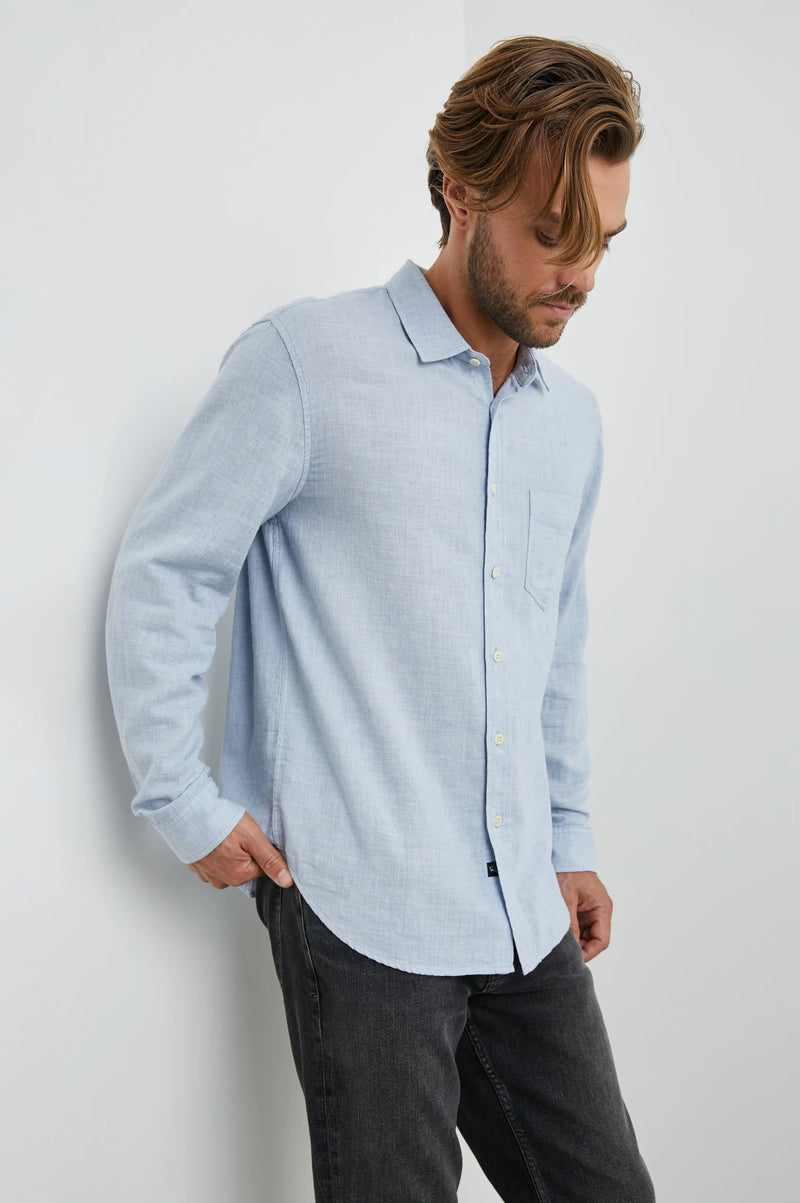 Rails Wyatt Blue Melange Long Sleeve Shirt