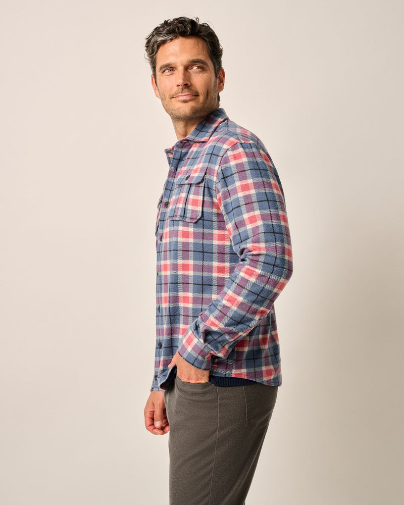 Johnnie O Kaden Stretch Flannel Lodge Shirt Laguna Blue