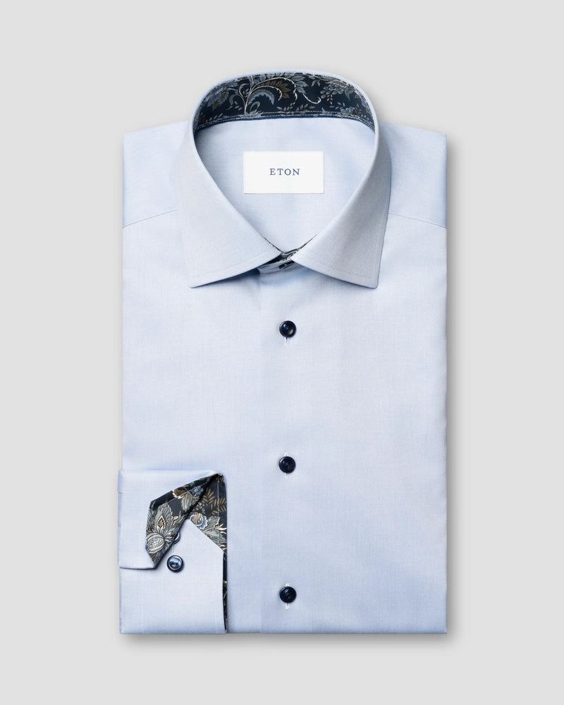 Eton Contemporary Fit Blue Paisley Button Fancy Twill Shirt