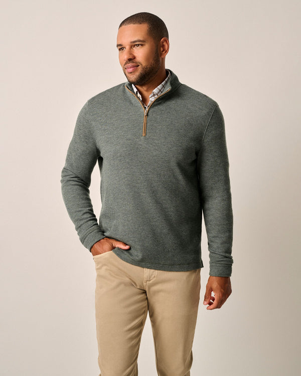 Johnnie O Carlson Merino 1/4 Zip Moss Sweater