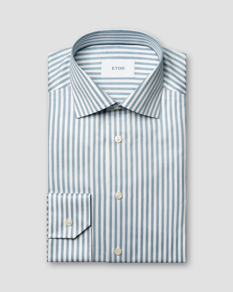 Eton Contemporary Fit Blue Bengal Stripe Shirt