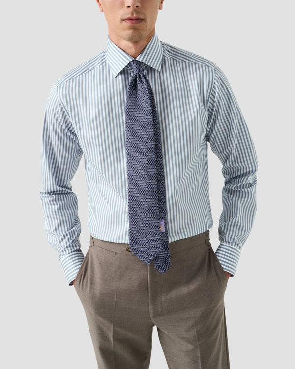 Eton Contemporary Fit Blue Bengal Stripe Shirt
