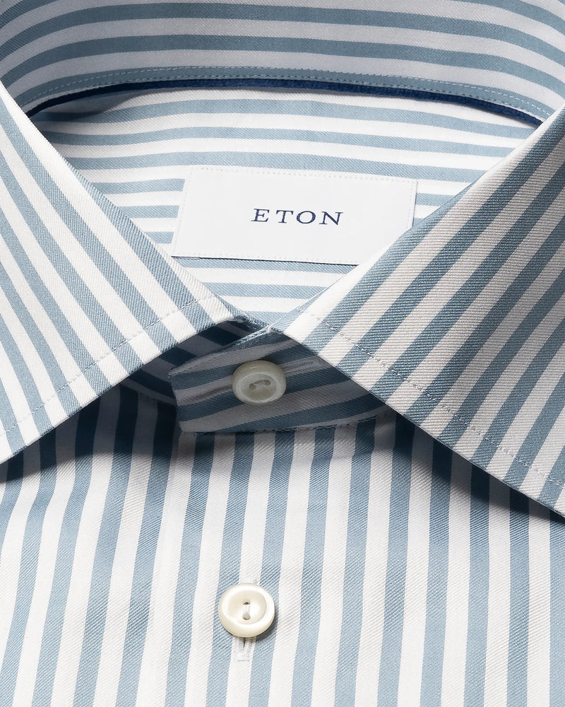 Eton Contemporary Fit Blue Bengal Stripe Shirt