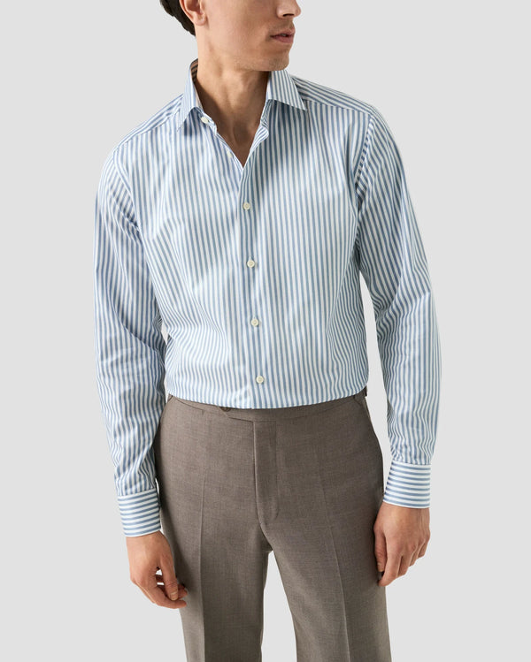 Eton Contemporary Fit Blue Bengal Stripe Shirt