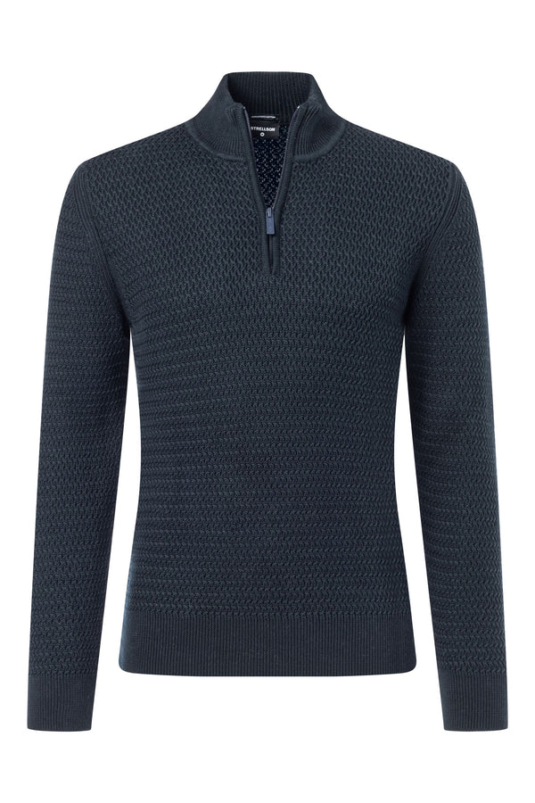 Strellson Adrian Navy 1/4 Zip Cable Sweater