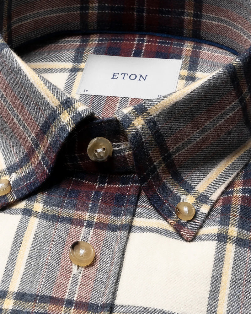 Eton Cranberry Flannel Check Shirt