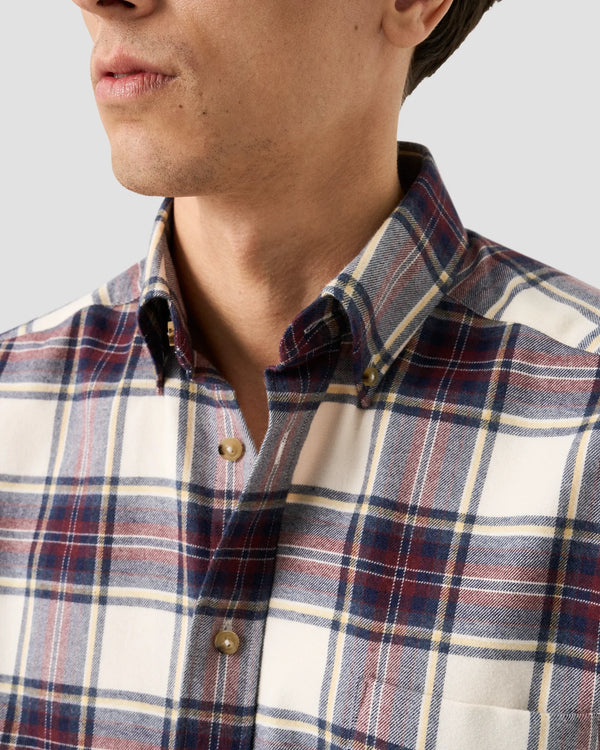 Eton Cranberry Flannel Check Shirt