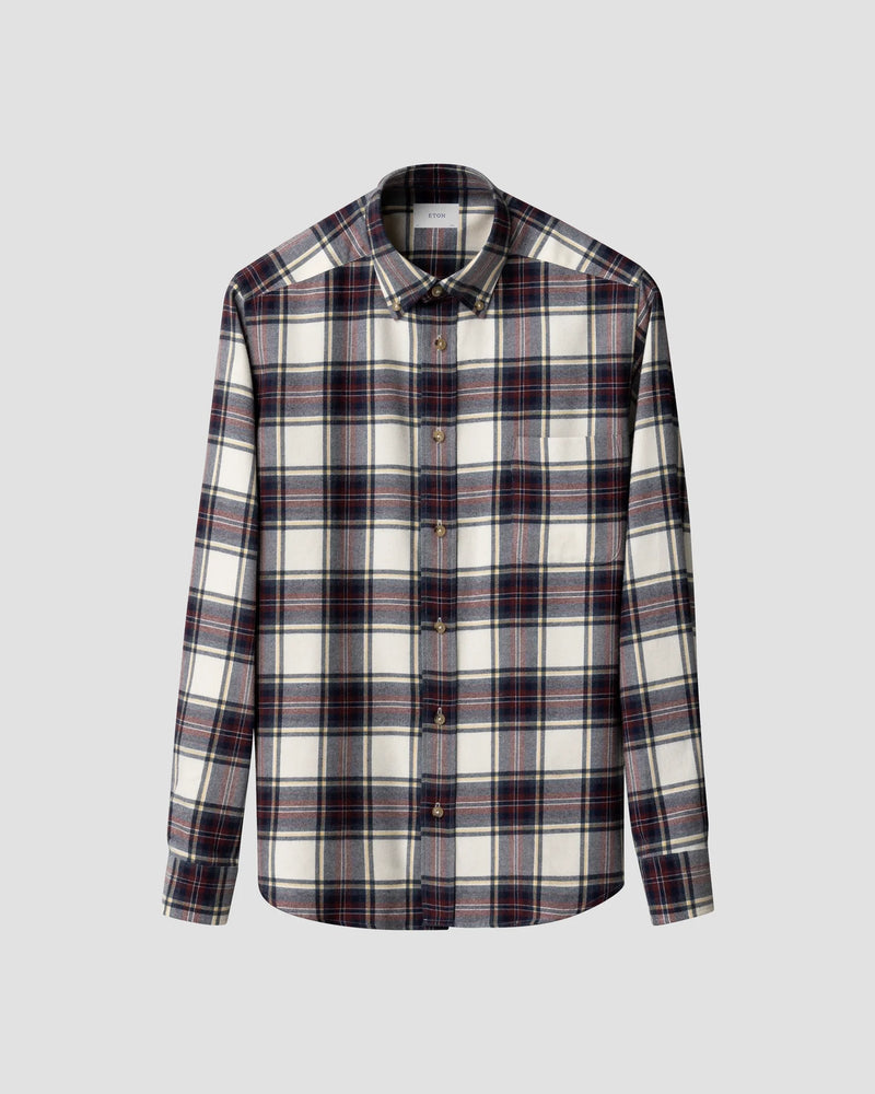 Eton Cranberry Flannel Check Shirt