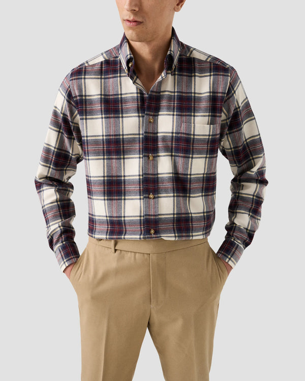 Eton Cranberry Flannel Check Shirt