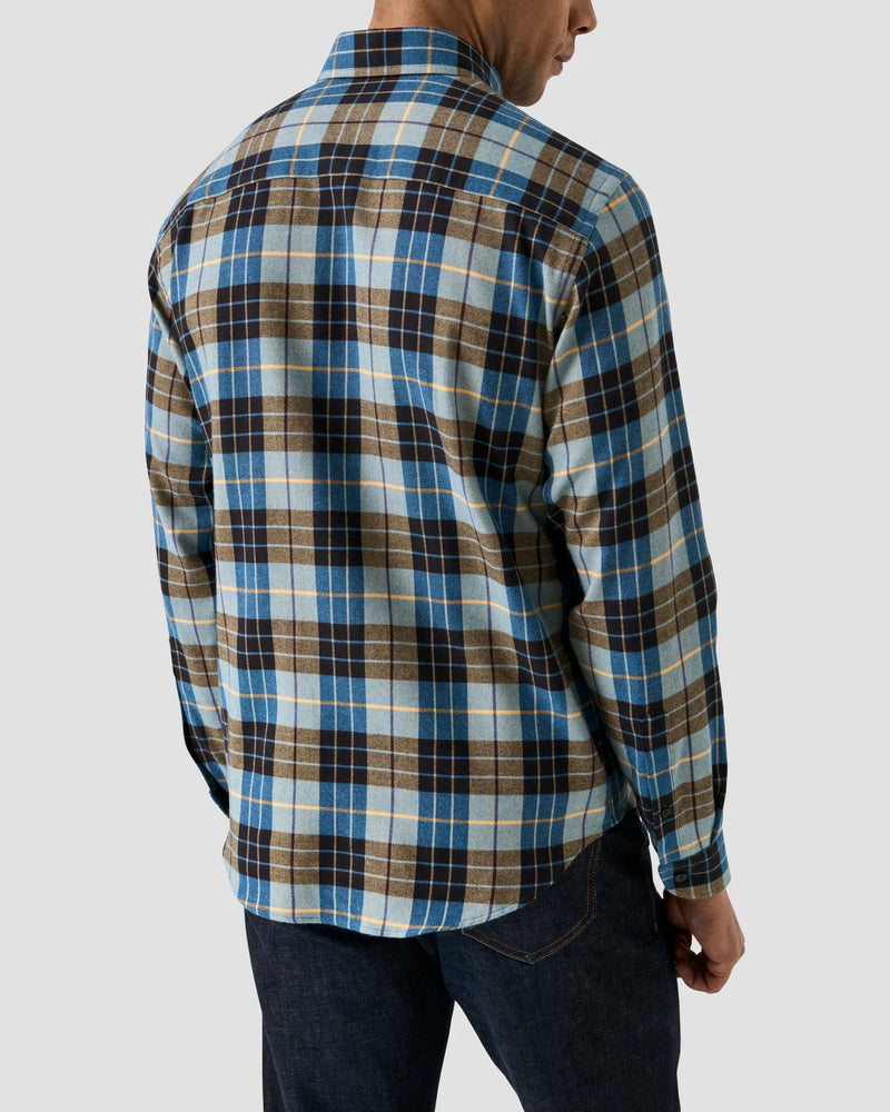 Eton Steel Flannel Check Shirt