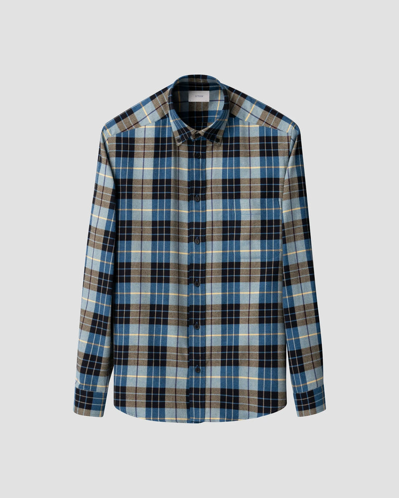 Eton Steel Flannel Check Shirt