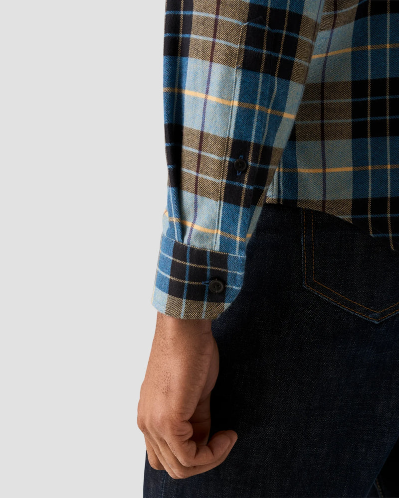 Eton Steel Flannel Check Shirt