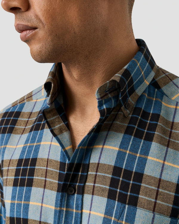 Eton Steel Flannel Check Shirt