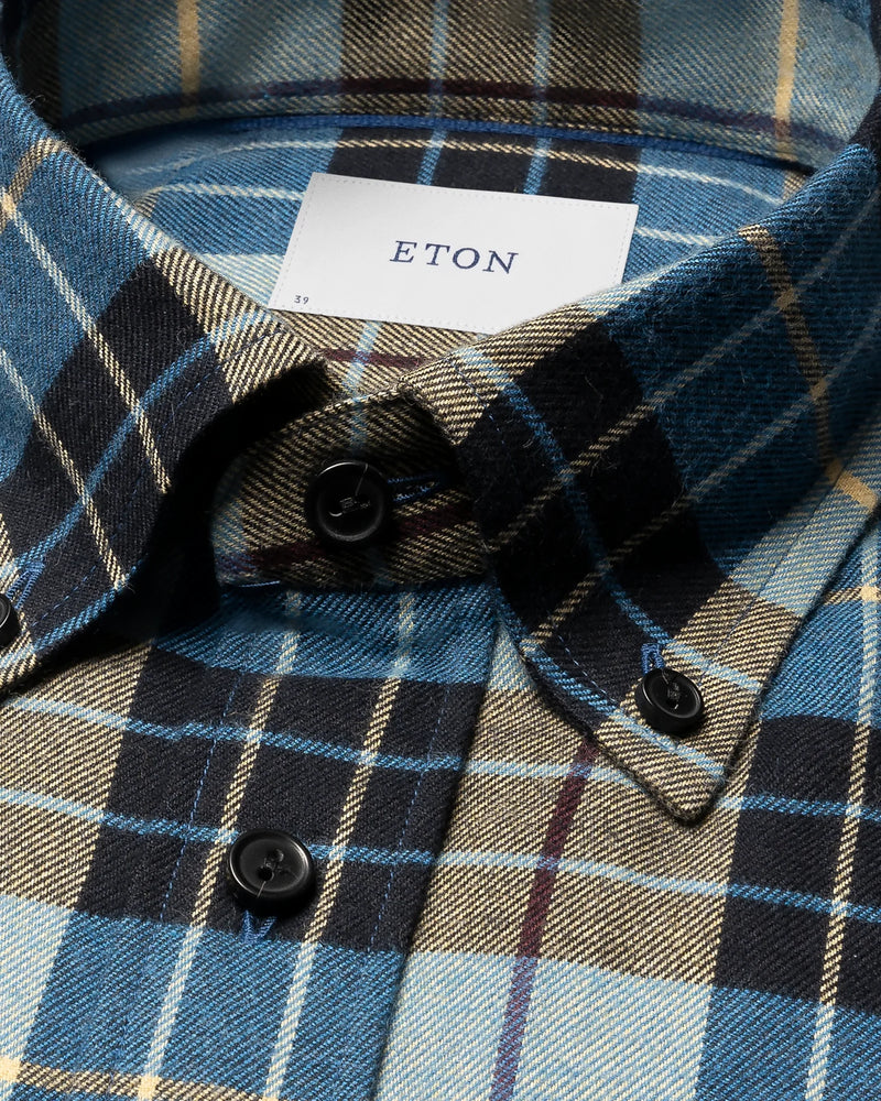 Eton Steel Flannel Check Shirt