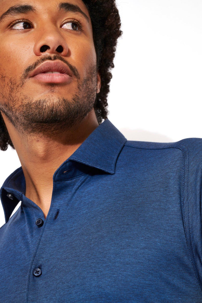 Desoto Marine Blue Pique Long Sleeve Jersey Shirt
