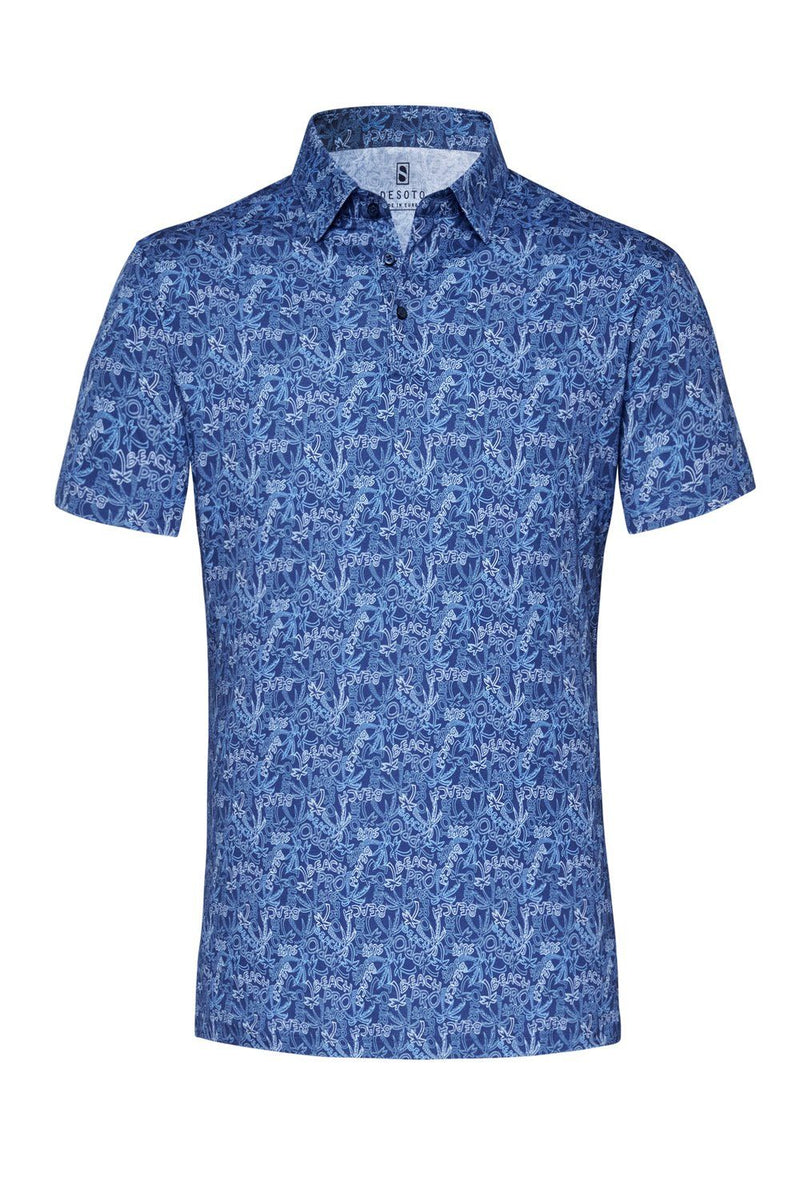 Desoto Palm Beach Pattern Jersey Polo Shirt