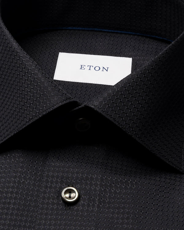 Eton Contemporary Fit Black Dobby Pattern Shirt