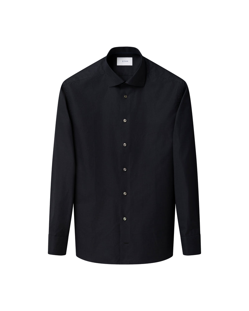 Eton Contemporary Fit Black Dobby Pattern Shirt