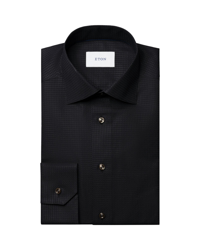 Eton Contemporary Fit Black Dobby Pattern Shirt