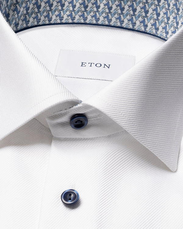 Eton Contemporary Fit White Fancy Twill Shirt