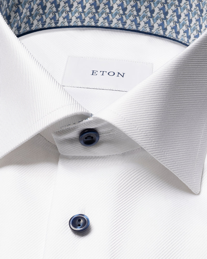 Eton Contemporary Fit White Fancy Twill Shirt