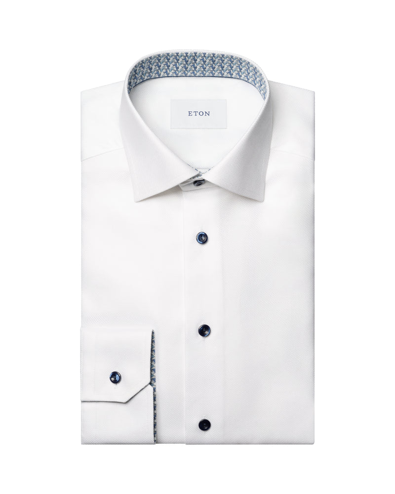 Eton Contemporary Fit White Fancy Twill Shirt