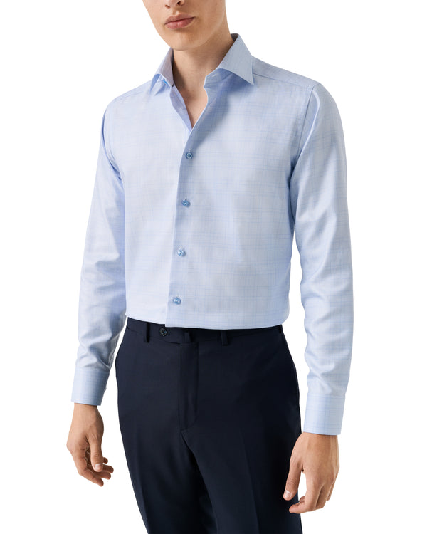 Eton Contemporary Fit King Twill Blue Check Shirt