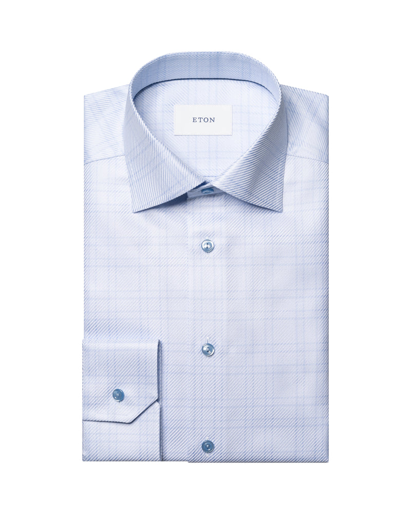 Eton Contemporary Fit King Twill Blue Check Shirt
