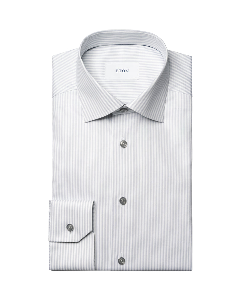 Eton Contemporary Fit Soft Grey Stripe Shirt