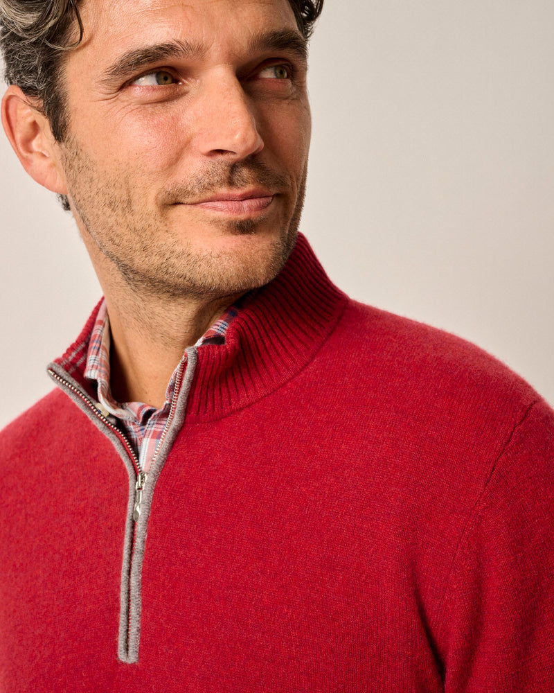 Johnnie O Mayfair Top Shelf Persian Red Cashmere 1/4 Zip Sweater