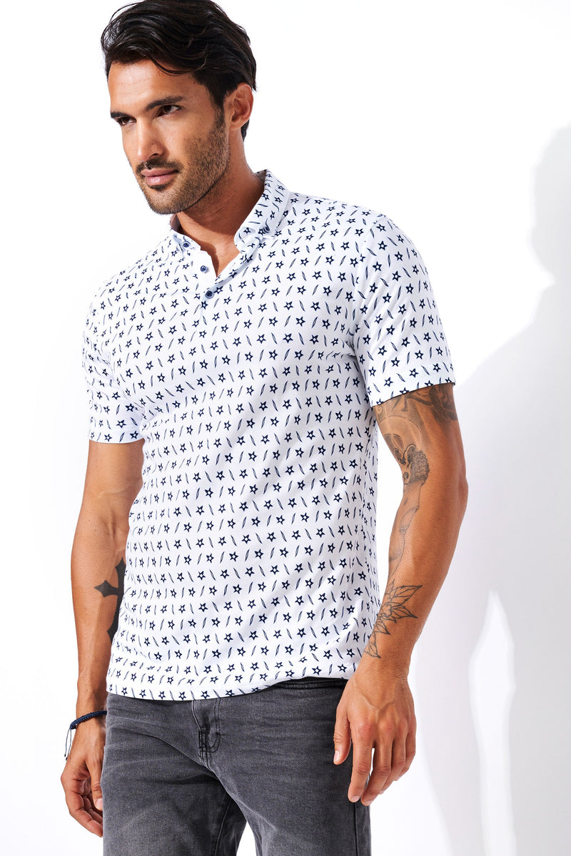 Desoto Jersey Polo Star Flower White