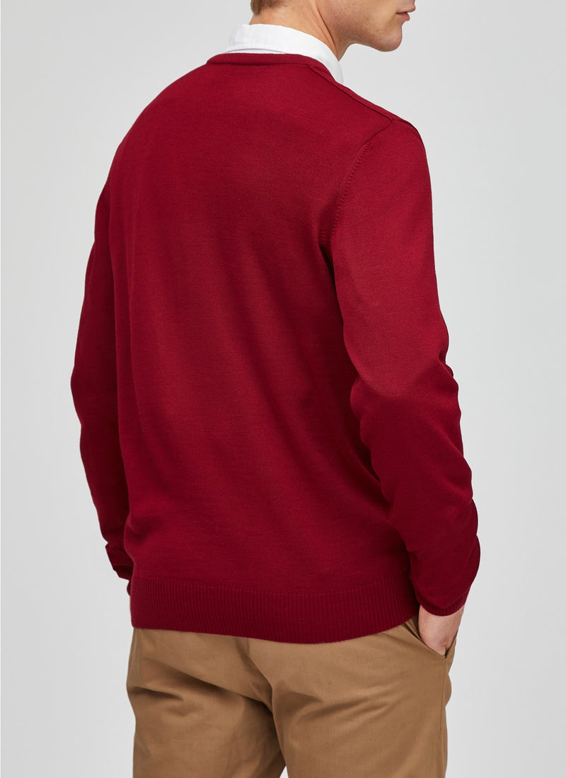 Maerz Merino V Neck Sweater Scarlet Red