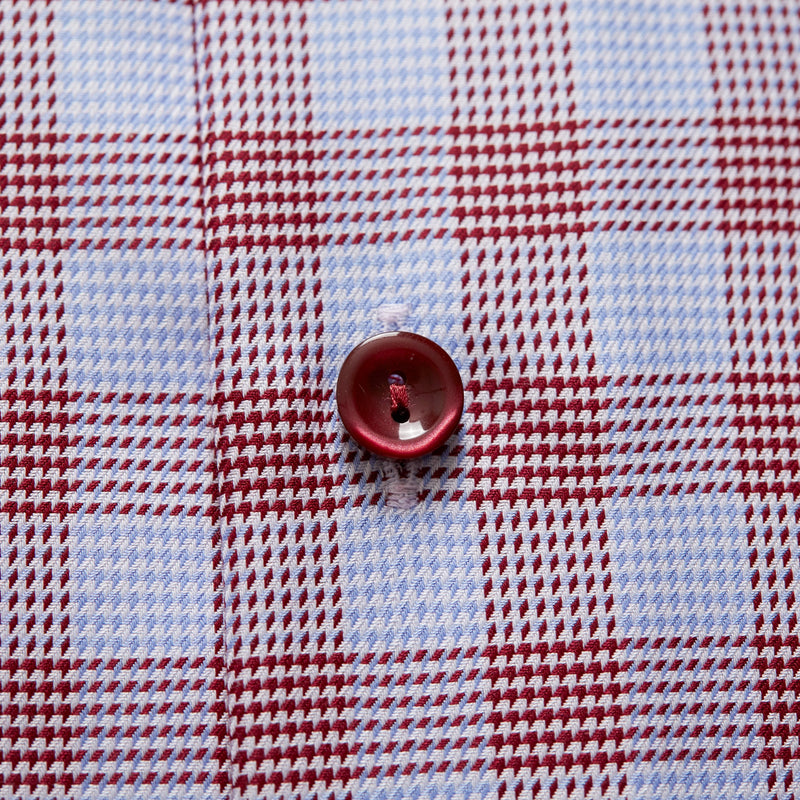 Eton Contemporary Fit Blue and Burgundy Check Shirt