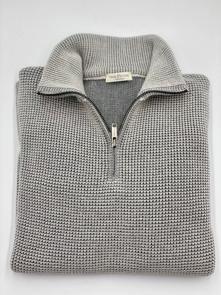Phil Petter 1/4 Zip Waffle Sweater Pewter
