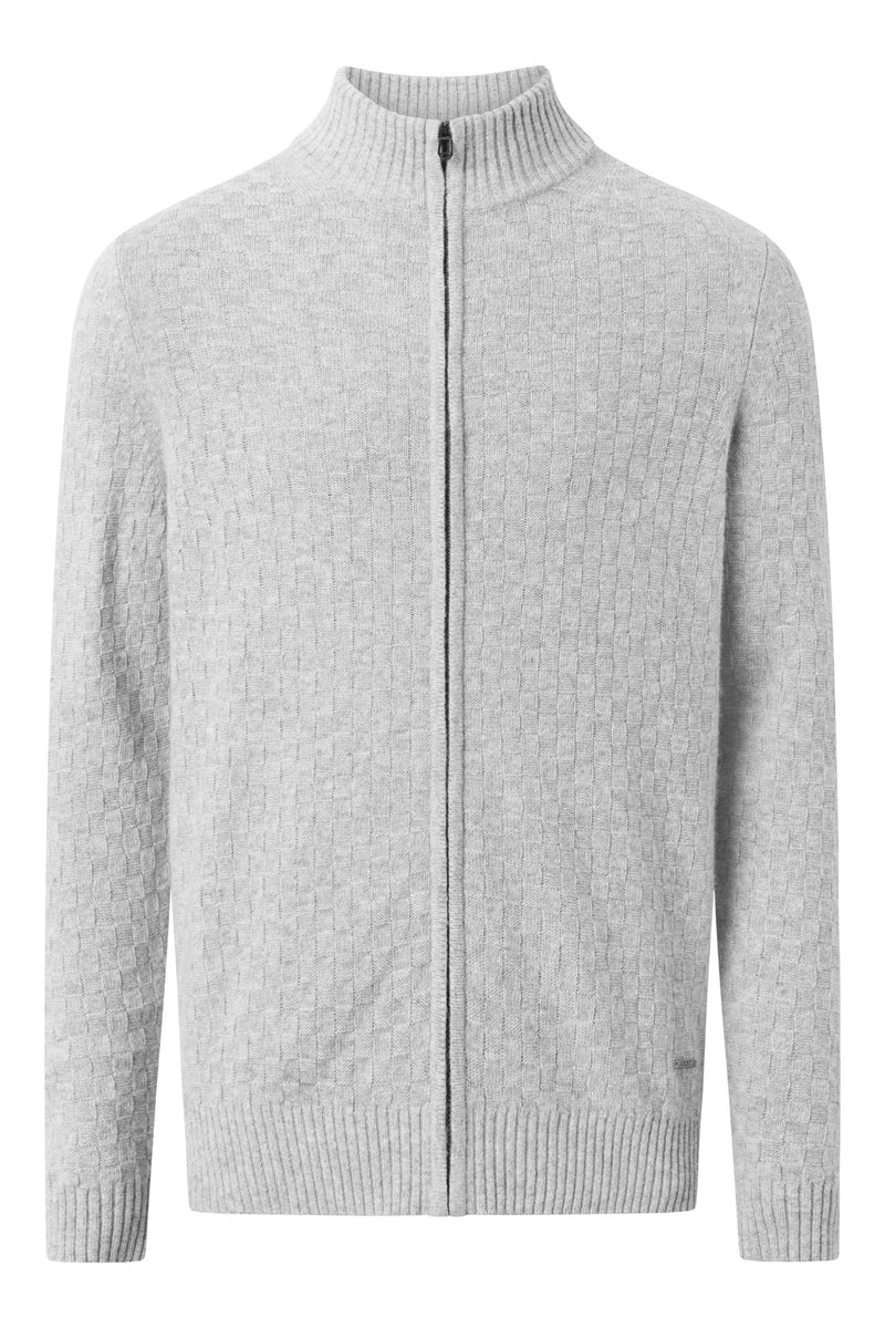 Joop Full Zip Cube Cardigan Silver