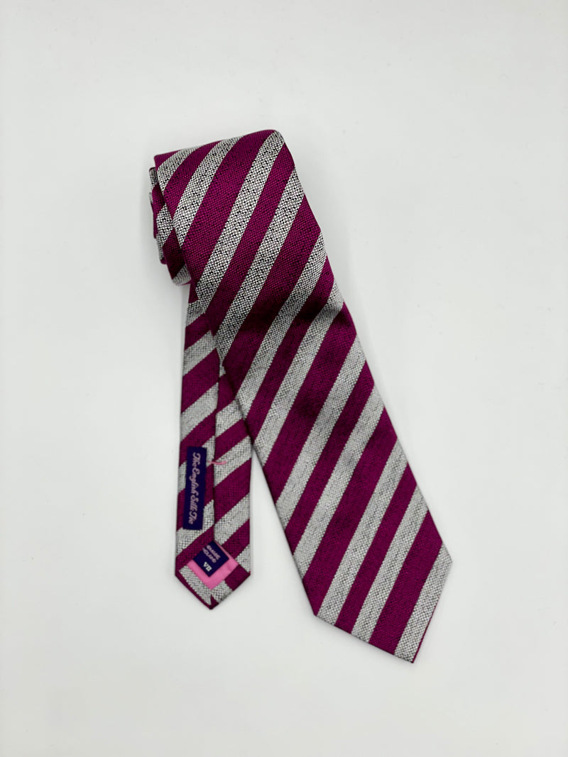 Seaward&StearnPink Silver Stripe Tie