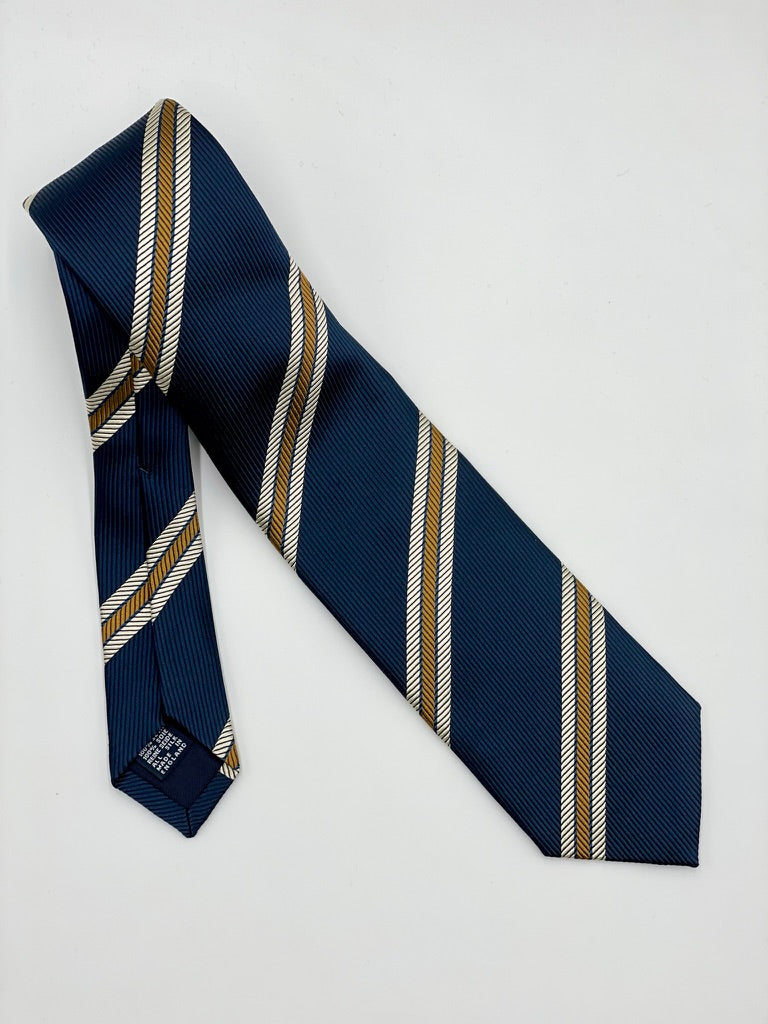 Drakes Navy Gold Rep Stripe Tie
