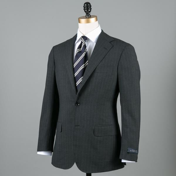 Ring Jacket CALM TWIST Wool Suit Grey Stripe