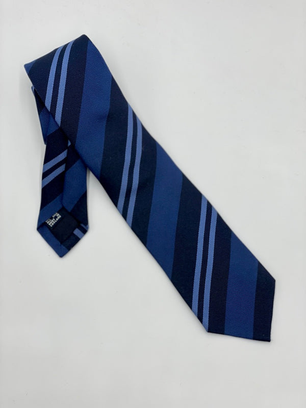 Drakes Double Blue Fine Rep Stripe Tie