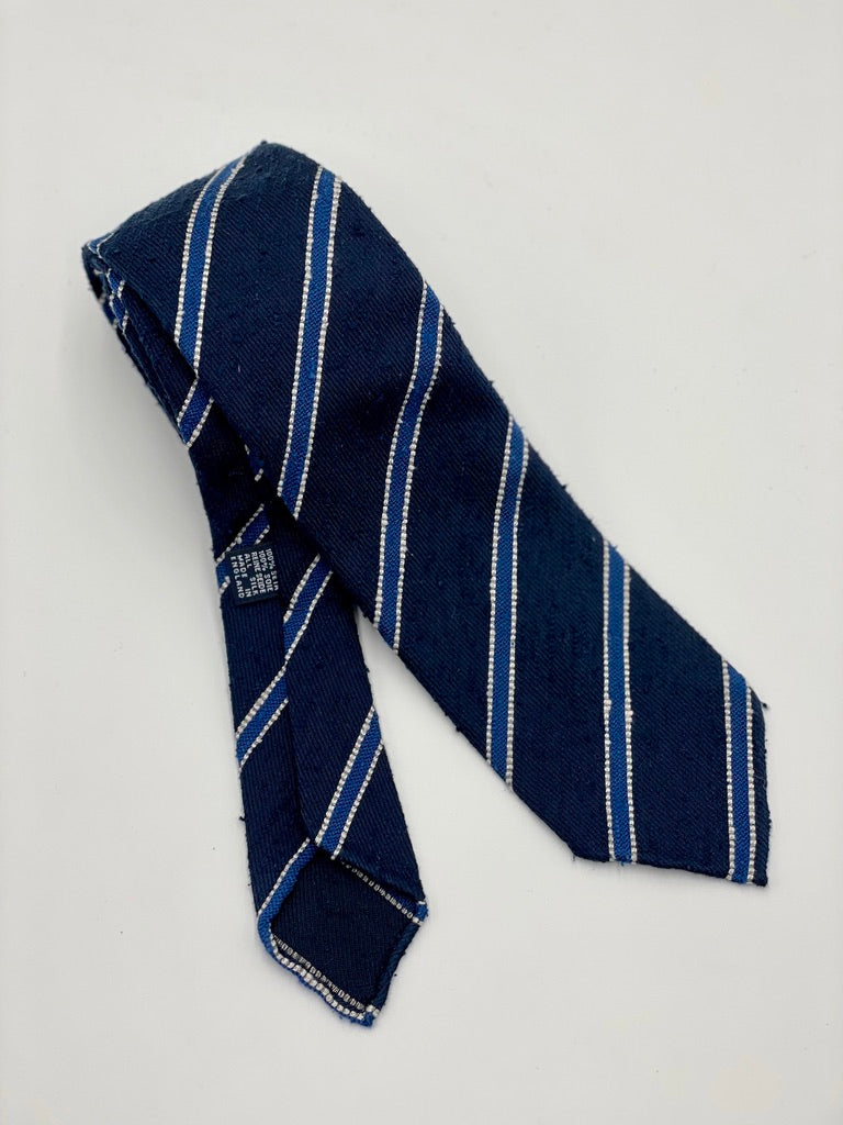 Drakes Navy Shantung Stripe Tie