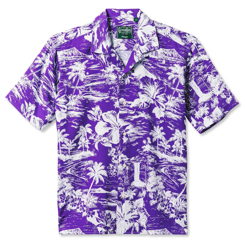 Gitman Vintage Purple Aloha Ray-On Camp Collar Shirt