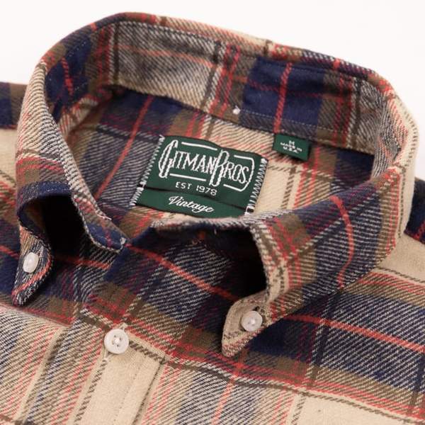Gitman Vintage Tan Indigo Slub Check