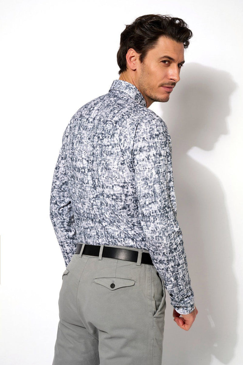 Desoto Grey Brush Pattern Long Sleeve Jersey Shirt