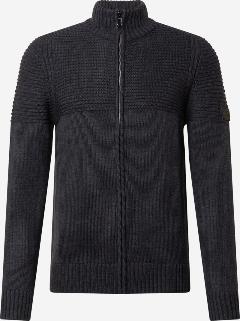 Joop Tassilo Full Zip Rib Sweater Charcoal