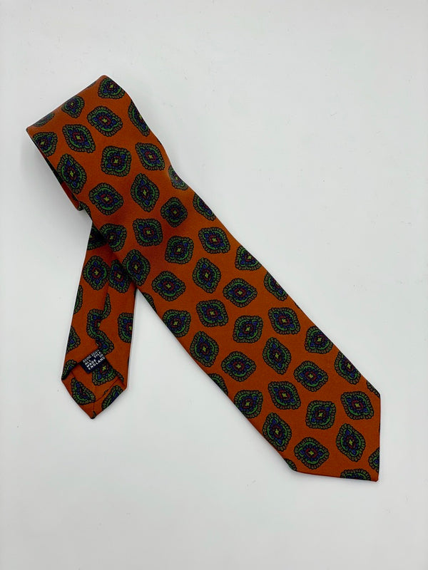 Drakes Burnt Orange Medallion Tie