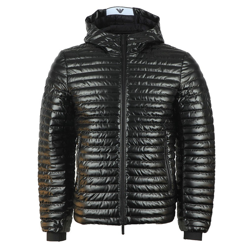 Armani thin quilt real down puffer jacket black