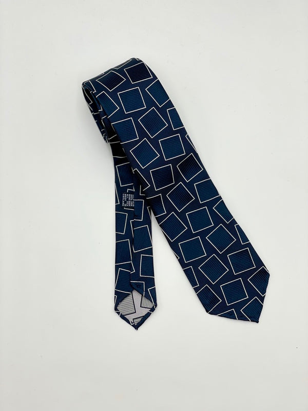 Drakes Navy Geometric Tie